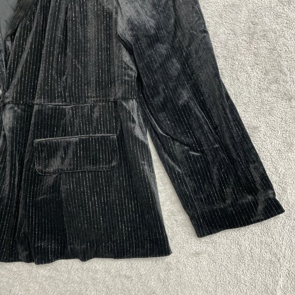 NEW Ava & Viv Women’s 2X Velvet Blazer Metallic Black Pinstripe i1607 - Picture 10 of 12